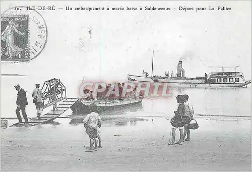 Moderne Karte Ile de Re Un embarquement a maree basse a Sablanceaux Depart pour la Pallice Bateau