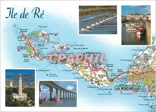 Cartes postales moderne L'Ile de Re Les marais salants le port de la Flotte le phare des Baleines et le port