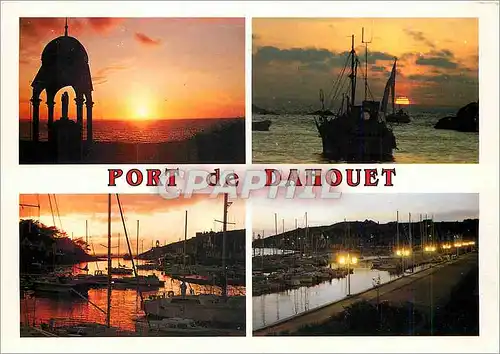 Moderne Karte Bretagne Cotes d'Armor Pleneuf Val Andre Crepuscule sur le Port de Dahouet