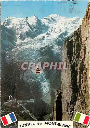 Moderne Karte Chamonix Mont Blanc Vus de Brevent le Massif du Mont Blanc le Glacier des Bossons et la Route du
