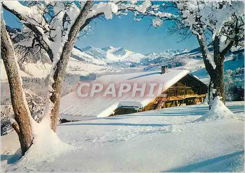 Moderne Karte Neige et soleil Le chalet sous la neige