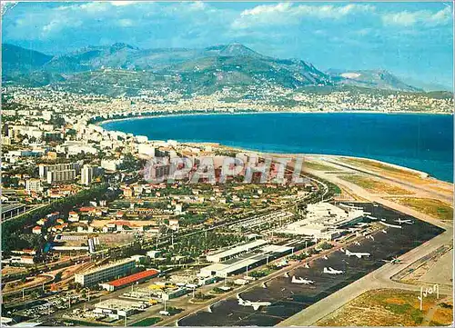 Moderne Karte Nice Alpes Maritimes Vue generale et l'aeroport de Nice Cote d'Azur