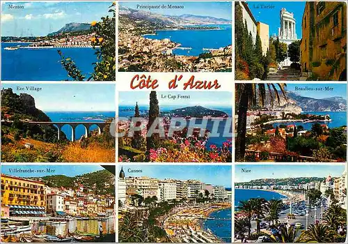 Cartes postales moderne Cote d'Azur Menton Principaute de Monaco La Turbie