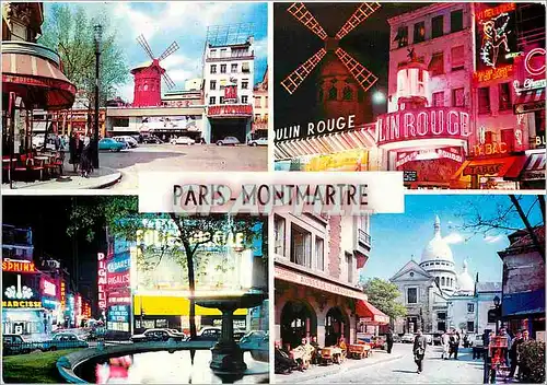 Moderne Karte Paris Montmartre Moulin Rouge
