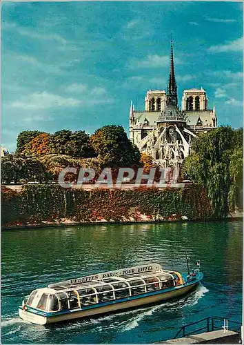 Cartes postales moderne Paris Chevet de Notre Dame vue prise de l'Ile Saint Louis Vedettes Bateau