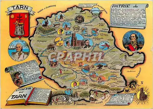 Moderne Karte Plan Departemental du Tarn