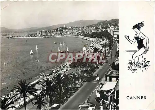 Cartes postales moderne Cannes La Plage la Promenade de la Croisette et le Suquet