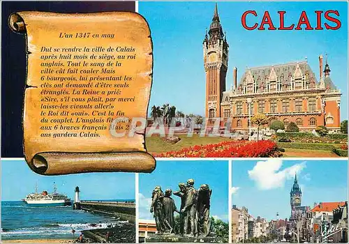 Cartes postales moderne Calais Pas de Calais L'Hotel de Ville Le chantilly passant la jetee