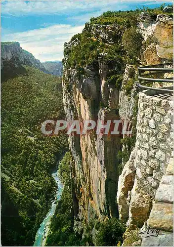 Moderne Karte Les Gorges Pittoresques du Verdon Route des cretes belvedere de l'Escalez surplombant le lit de