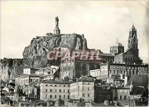 Cartes postales moderne Le Puy en Velay Haute Loire Vue d'ensemble sur le rocher Corneille la Cathedrale ND du Puy