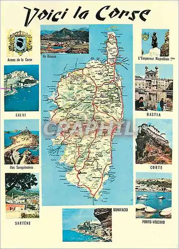 Cartes postales moderne Voici la Corse Carte etablie d'apres le cartoguide de Corse