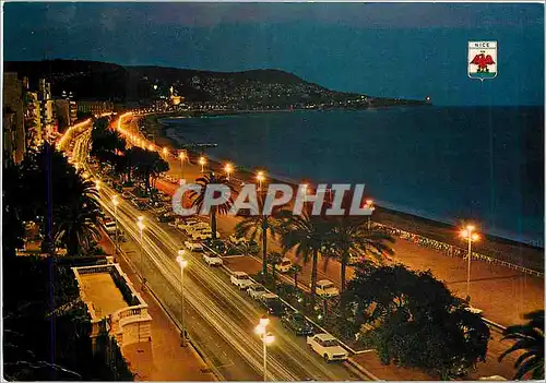Moderne Karte Cote d'Azur French Riviera Nice Alpes Maritimes La Promenade des Anglais la nuit