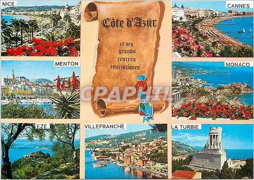 Cartes postales moderne Cote d'Azur French Riviera Les grands centres touristiques