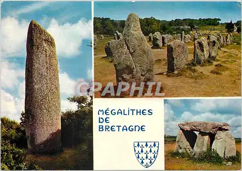 Moderne Karte Megalithes de Bretagne L'alignement de Carnac Dolmen de Locmariquer