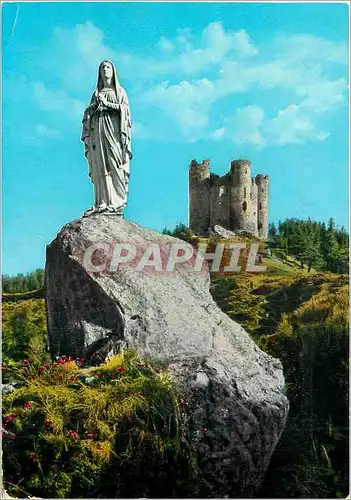 Cartes postales moderne Ruines du Chateau d'Alleuze et la Vierge aux Environs de la Barge Cantal