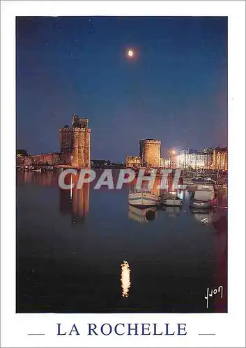 Moderne Karte La Rochelle Charente Maritime Le port au clair de lune