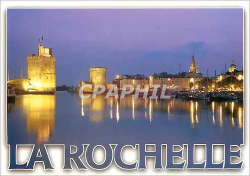 Moderne Karte La Rochelle Charente Maritime Le vieux port illuminee