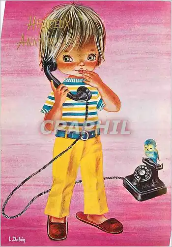Moderne Karte Heureux Anniversaire Telephone