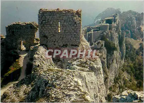 Moderne Karte Pays Cathare Chateau de Peyrepertuse Plus haut que la ligne de crete
