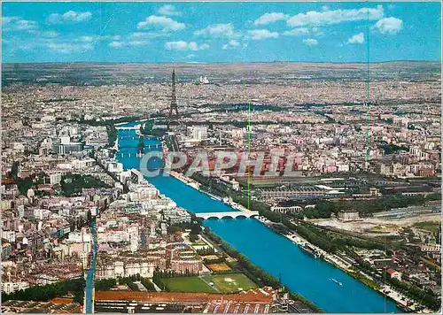 Moderne Karte Paris Vue aerienne Vue generale de la Seine