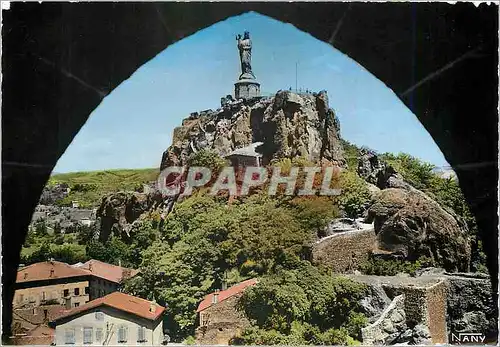 Moderne Karte Le Puy Haute Loire Le rocher Corneille et la Statue de ND de France