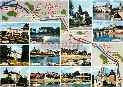 Moderne Karte La Vallee du Cher De Saint Florent a Villandry ses sites et ses chateaux