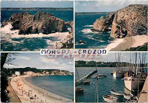 Cartes postales moderne Presqu'ile de Crozon Morgat Chateau et Rochers de la Pointe de Dinan La Plage et le Port de Morg