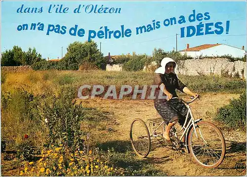 Moderne Karte Ile d'Oleron Ch Mme Vieille femme en quichenotte sur son tricycle Velo Cycle