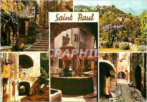 Cartes postales moderne La Cote d'Azur St Paul de Vence Montee de l'Eglise Vue generale Le Portail