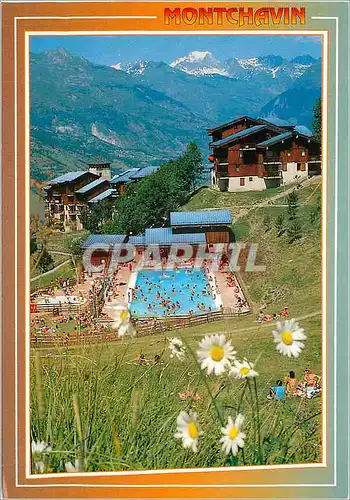 Cartes postales moderne Montchavin Savoie Echappee sur le centre de la station et le Mont Blanc