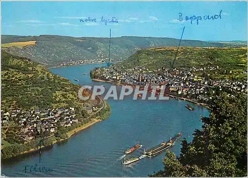 Moderne Karte Loop of the Rhine with view towards Filsen Boppard and Kamp