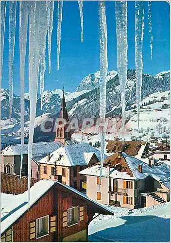 Moderne Karte Chatel Haute Savoie Station Village Image sur le clocher