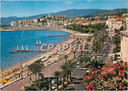 Moderne Karte Cannes La Croisette et la plage vues du Carlton