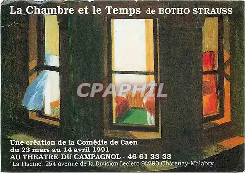 Cartes postales moderne La Chambre et le Temps de Botho strauss une creation de la Comedie de Caen