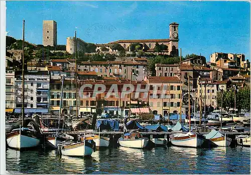 Moderne Karte Cannes Un coin du Port le Quai St Pierre et le Suquet Bateaux