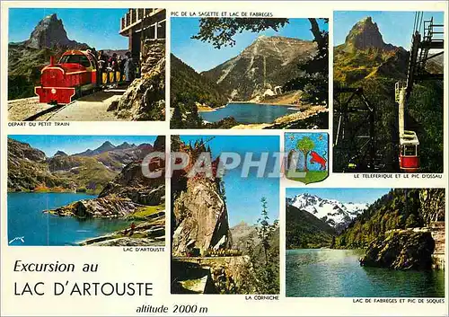 Moderne Karte Excursion au Lac d'Artouste Depart du petit train Pic de la Sagette et lac de Fabreges Teleferiq