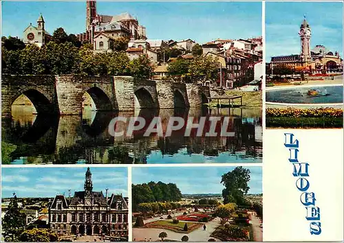 Cartes postales moderne Limoges Haute Vienne Le pont et la cathedrale St Etienne La gare des Benedictins