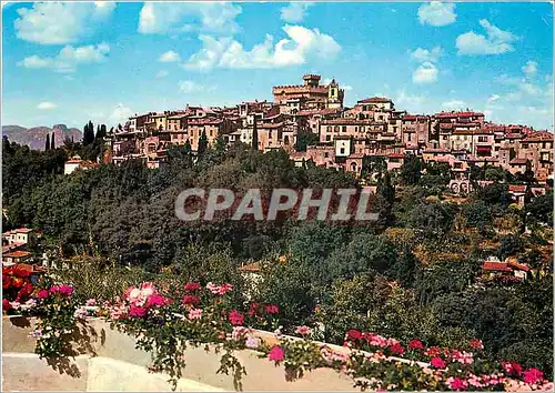 Moderne Karte Cagnes sur Mer Cote d'Azur French Riviera Le haut de Cagnes et son chateau