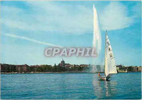 Cartes postales moderne Geneve Larade et le jet d'eau