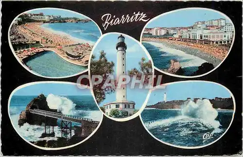 Cartes postales moderne Biarritz B Pyr La Plage et le Casino Le Phare Le Rocher de la Vierge