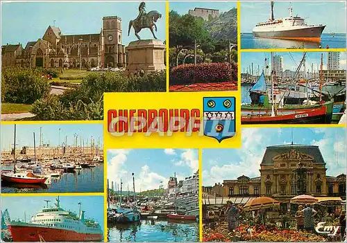 Cartes postales moderne Cherbourg Manche La place Napoleon et l'eglise de la Trinite