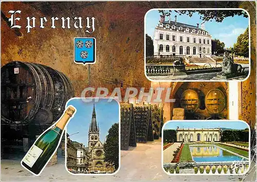 Cartes postales moderne Epernay Marne L'hotel de ville L'eglise Notre Dame Les jardins