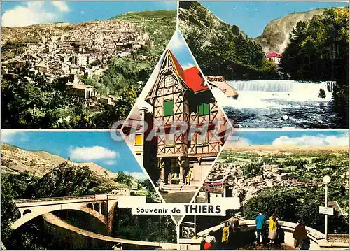 Cartes postales Thiers Vue generale La Duralle Maison du Pirou Pont et chapelle St Roch Table d'orientation