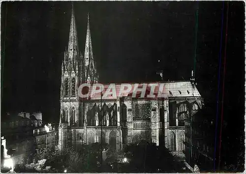 Cartes postales Clermont Ferrand La Cathedrale illuminee vue prise de la Terrasse de l'Hotel Blaise Pascal