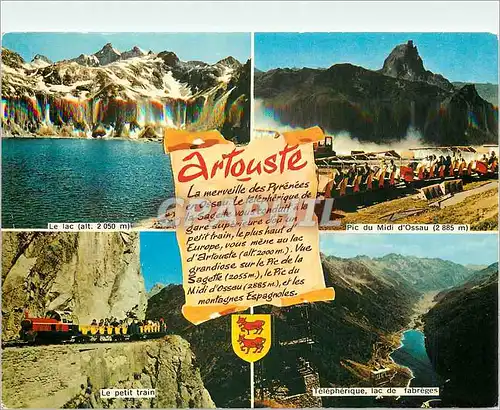 Cartes postales moderne Artouste Le lac Pic du Midi d'Ossau Le petit train Telepherique lac de fabreges