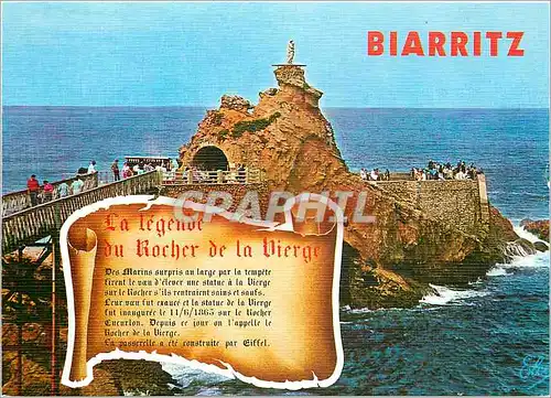 Cartes postales moderne Biarritz Le Rocher de la Vierge avec sa legende