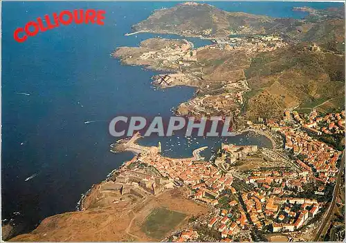 Moderne Karte Collioure Vue generale La Cote Rocheuse avec le Fort St Elme et Port Vendres
