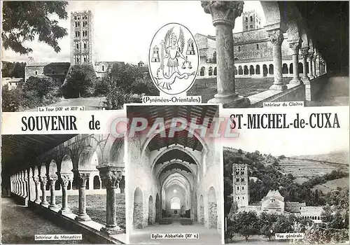 Moderne Karte Souvenir de St Michel de Cuxa Pyr Or LA Tour Interieur du cloitre Monastere Eglise abbatiale Vue