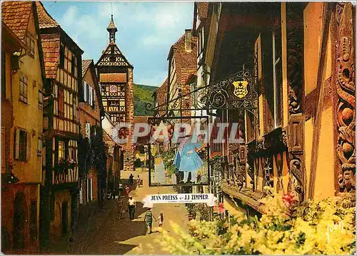 Cartes postales moderne Riquewihr Haut Rhin Rue Principale Vieille maison avec bois de Fenetre sculpte de l'Ancienne Hot