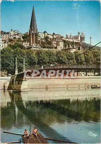 Moderne Karte Lyon Rhone La Saone Passerelle St Georges Basilique de Fourviere